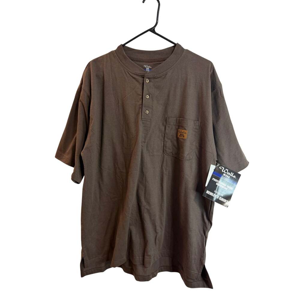 Walls Workwear NWT Premium Henley T-Shirt Sz L Brown Short Sleeve Men